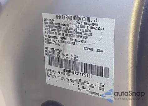 2000 Lincoln Ls V8 Auto из США, поврежденный, VIN 1LNHM87A2YY927501